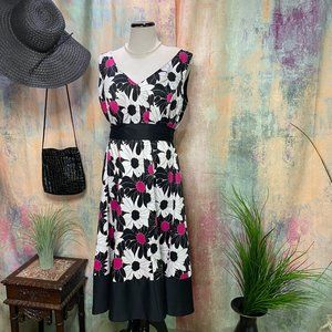 📌Nine West Georgious Floral blk-White-pink Dress